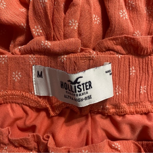 Hollister Orange Floral Print Stretch Wide Leg Ultra High Rise Cropped Pants - Picture 4 of 5
